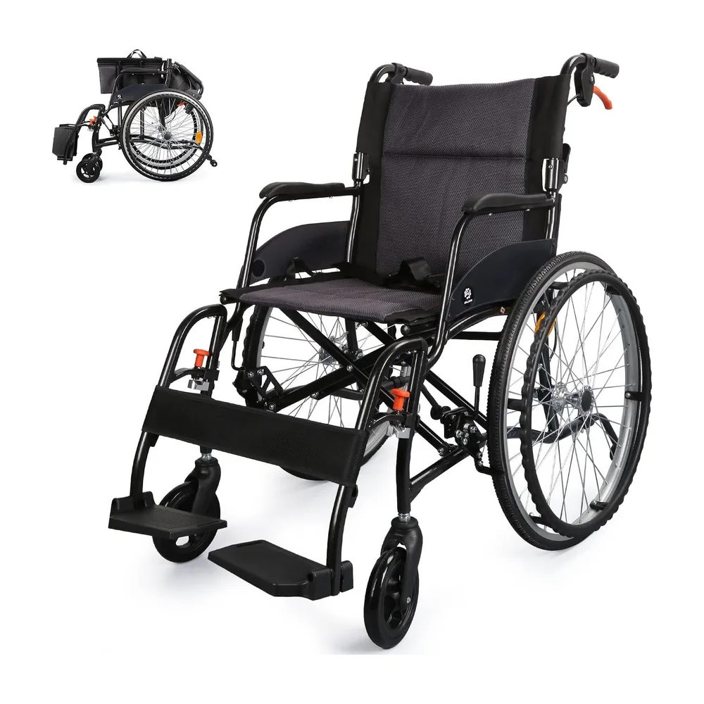 WHLICKS A06 Folding Manual Wheelchair — Gray