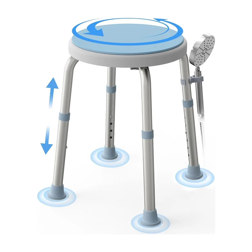 WHLICKS Swivel Shower Stool — Swivel Shower Stool (Blue)