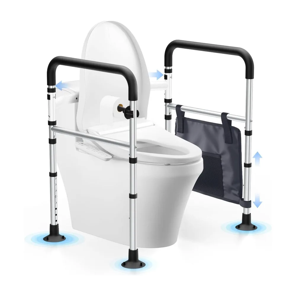 WHLICKS Folding Toilet Safety Rails — Black
