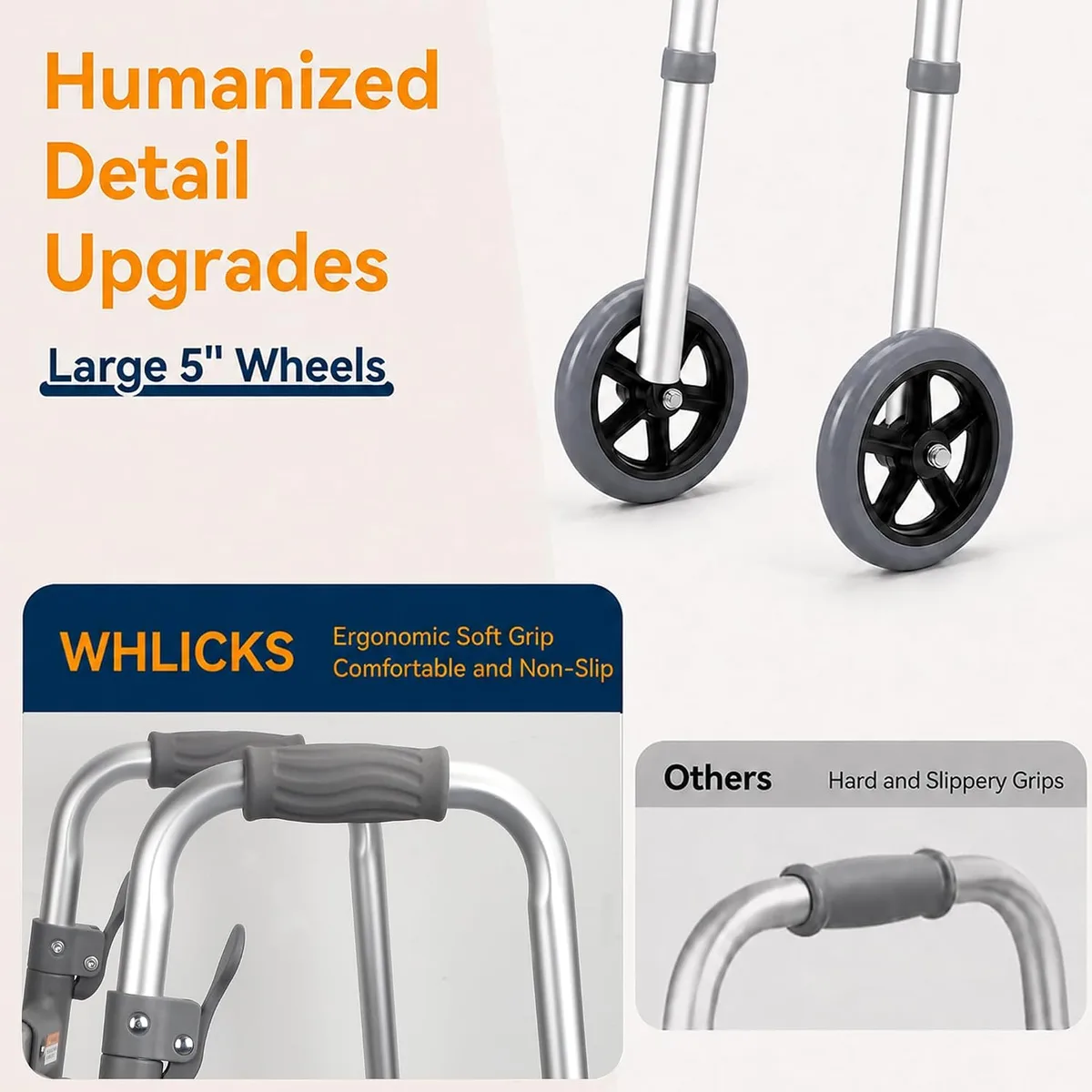 WHLICKS SW10 Folding Walker with Ski Glides — SW10 image 4