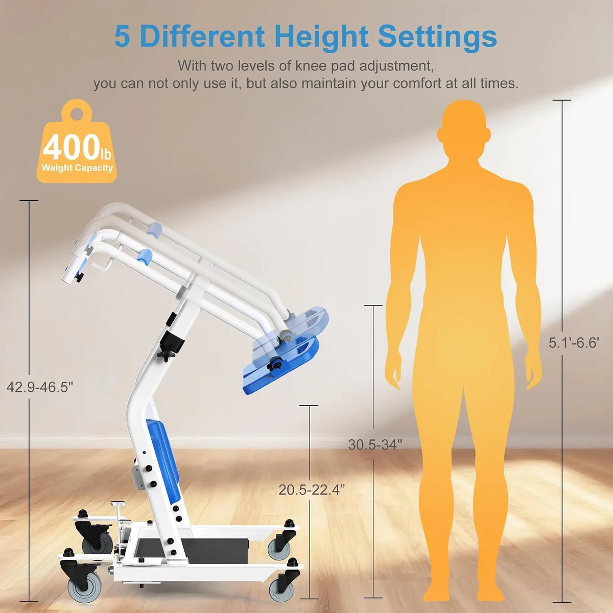 WHLICKS Blue Sit-to-Stand Patient Lift — Blue detail image 1