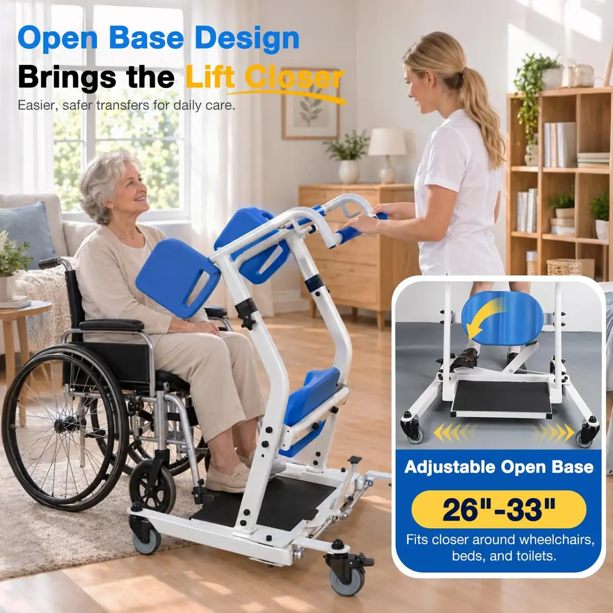 WHLICKS Blue Sit-to-Stand Patient Lift — Blue image 4