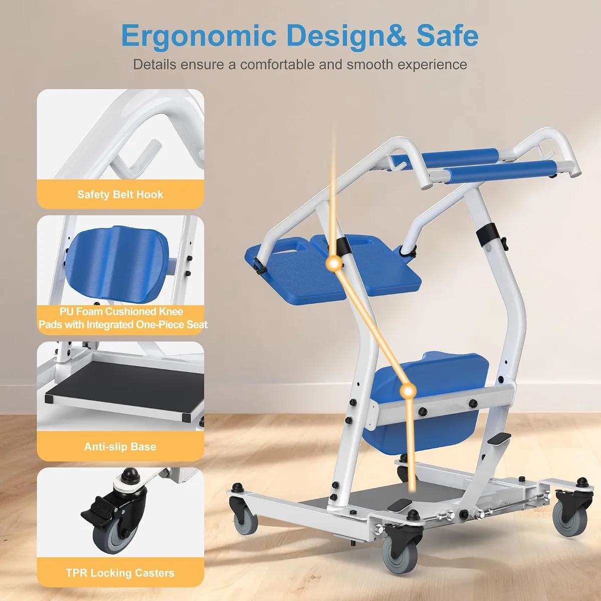 WHLICKS Blue Sit-to-Stand Patient Lift — Blue image 5