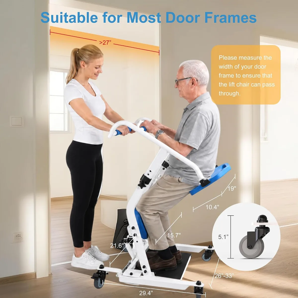WHLICKS Blue Sit-to-Stand Patient Lift — Blue image 6