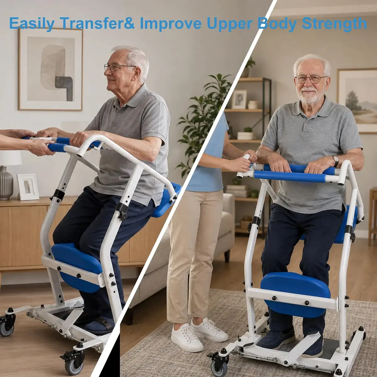 WHLICKS Blue Sit-to-Stand Patient Lift — Blue image 8