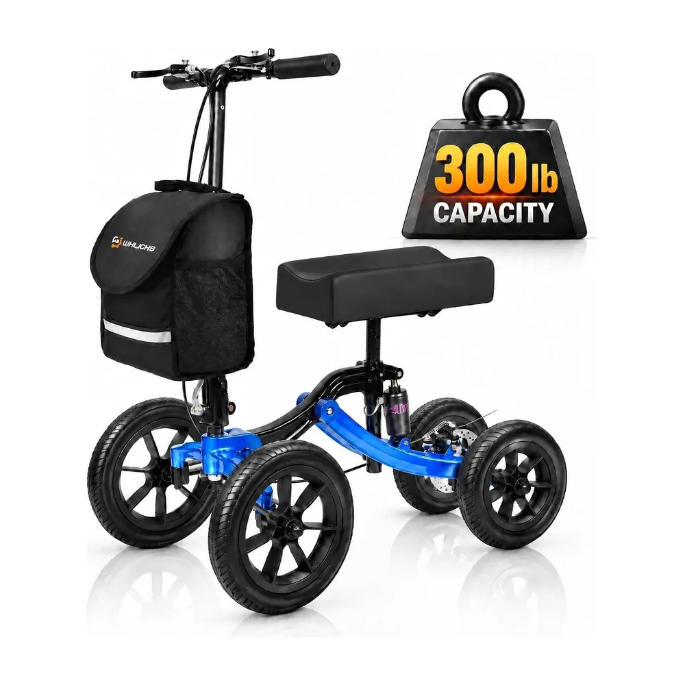 WHLICKS Quad All-Terrain Knee Scooter — Dark Blue